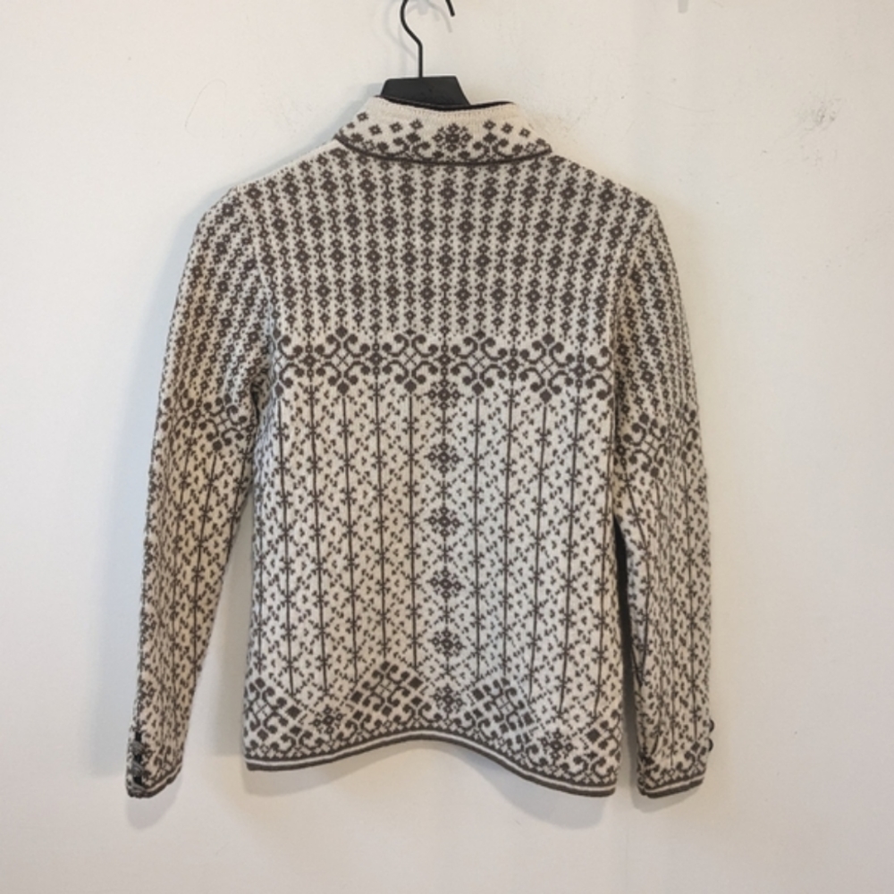 Dale of Norway Brown Wool Snowflake Full Zip Cardigan Sweater - Picture 6 of 10